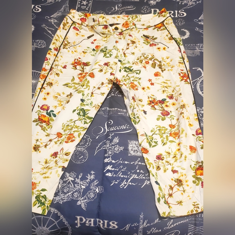 Disney Floral Print Pants with Piping.